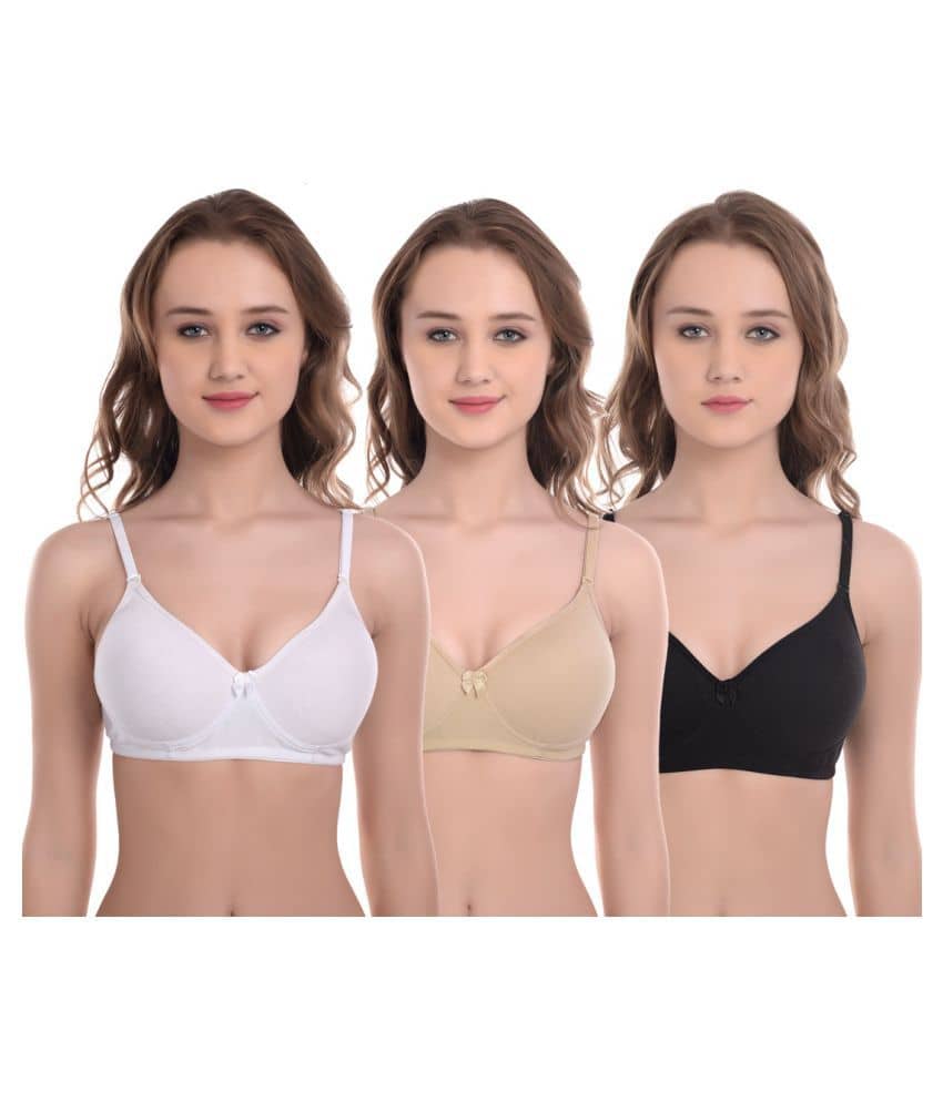 Softskin Pack of 3 Poly Cotton Women's T-Shirt Bra ( Multi Color )