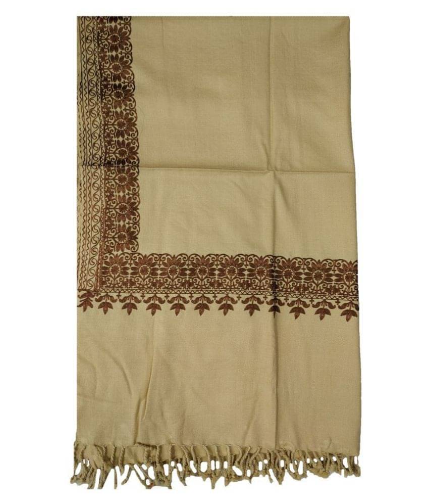     			KASHMIRI Beige Sozni embroidery Shawl
