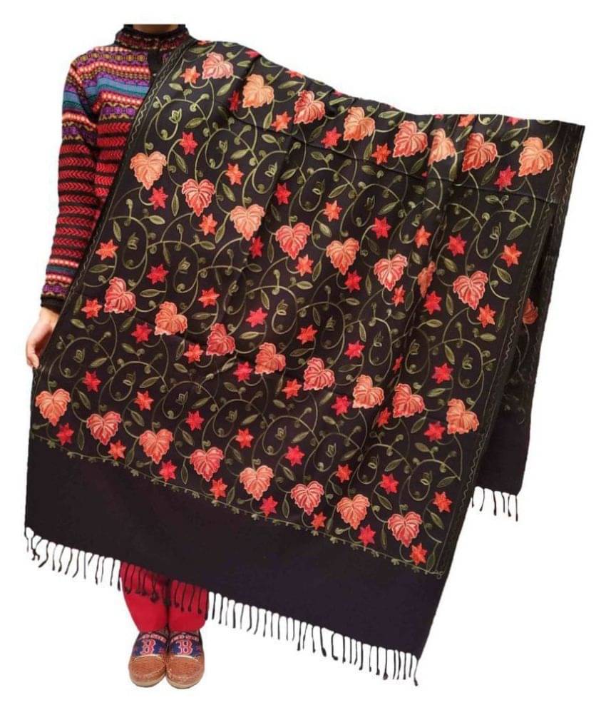 KASHMIRI Black Ari Embroidery Shawl     			KASHMIRI Black Ari Embroidery Shawl