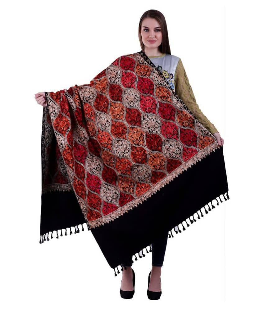 KASHMIRI Black Ari Embroidery Shawl - Dupattas & Shawls | Buy online on ZillyBuy