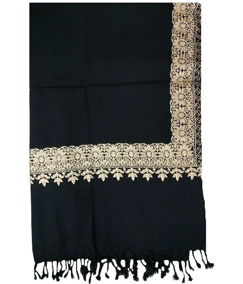KASHMIRI Black Sozni embroidery Shawl - Dupattas & Shawls | Buy online on ZillyBuy