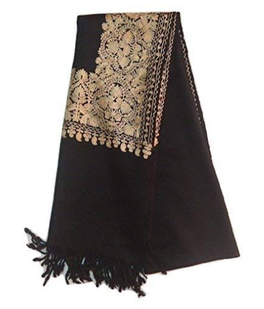     			KASHMIRI Black Sozni embroidery Shawl