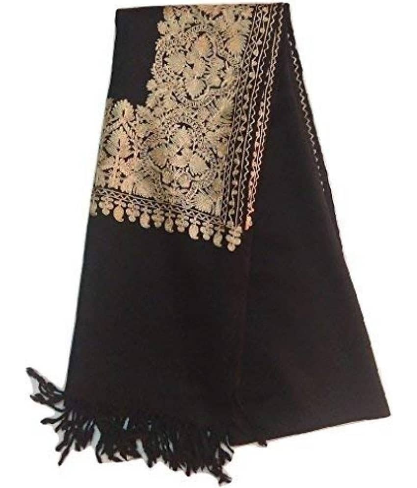 KASHMIRI Black Sozni embroidery Shawl - Dupattas & Shawls | Buy online on ZillyBuy