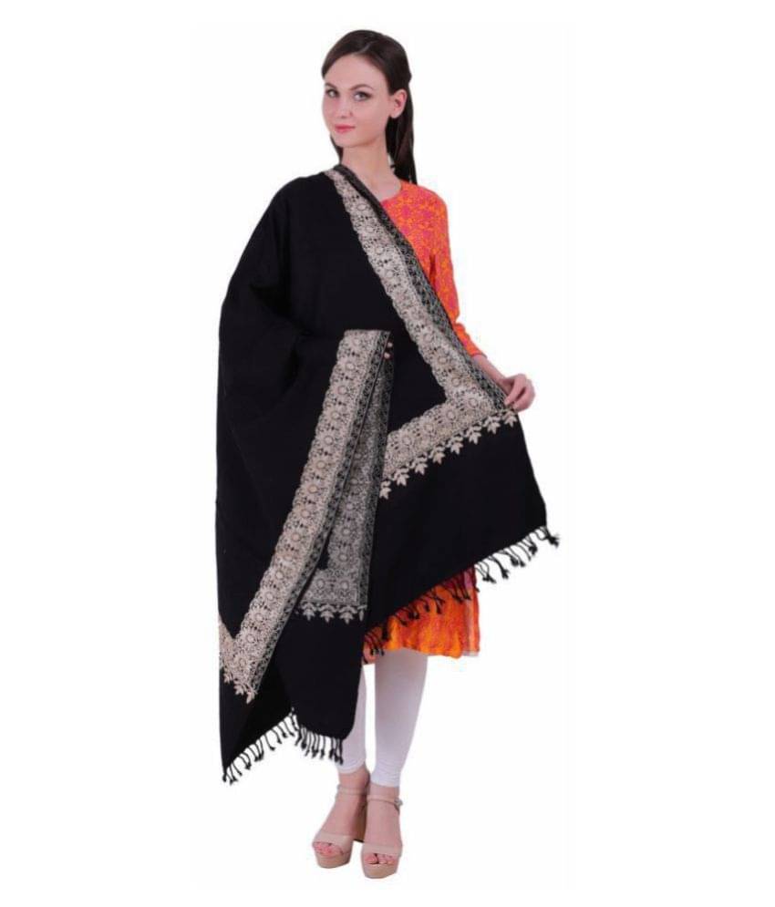KASHMIRI Black Sozni embroidery Shawl KASHMIRI Black Sozni embroidery Shawl