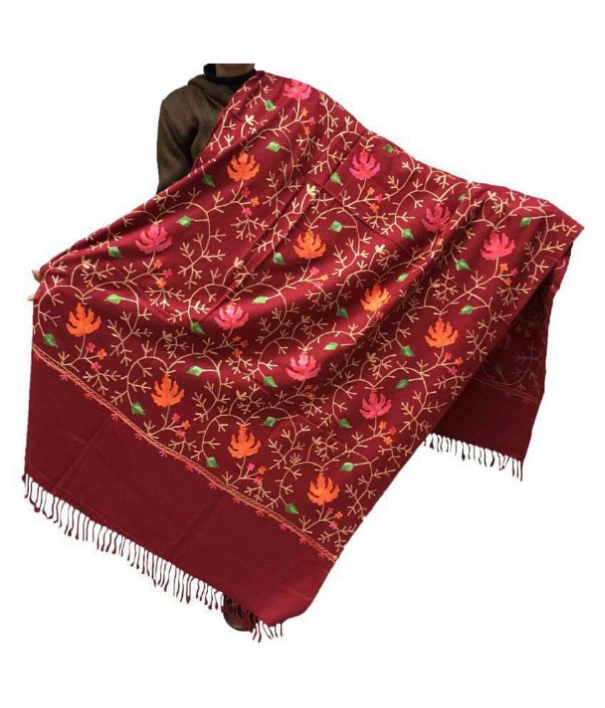     			KASHMIRI Maroon Ari Embroidery Shawl