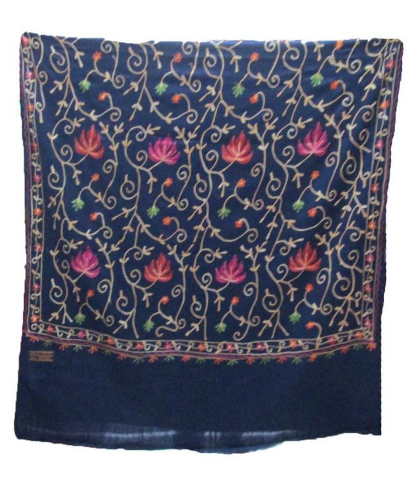 KASHMIRI Navy Ari Embroidery Shawl     			KASHMIRI Navy Ari Embroidery Shawl