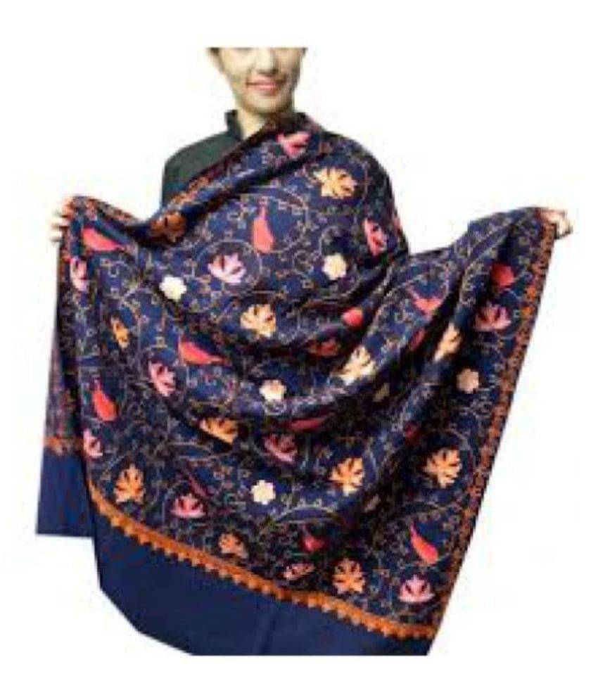    			KASHMIRI Navy Ari Embroidery Shawl