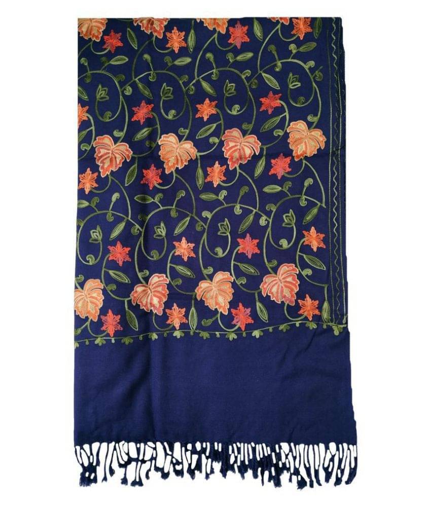 KASHMIRI Navy Ari Embroidery Shawl     			KASHMIRI Navy Ari Embroidery Shawl