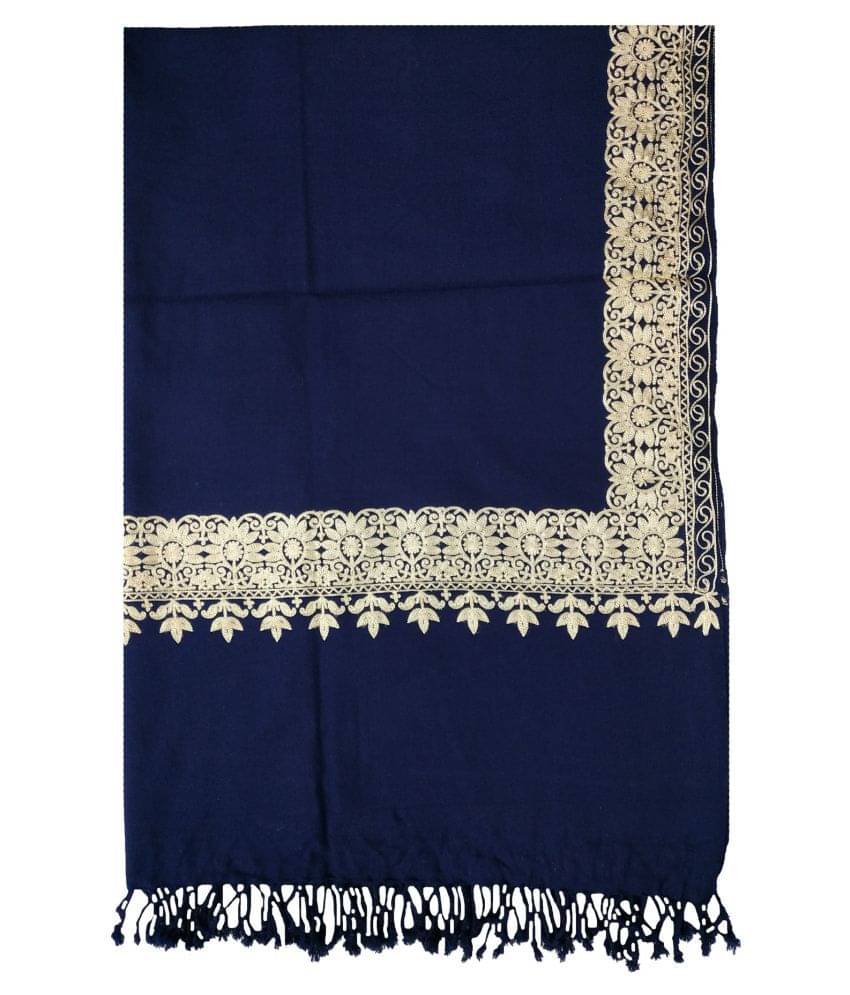KASHMIRI Navy Sozni embroidery Shawl     			KASHMIRI Navy Sozni embroidery Shawl