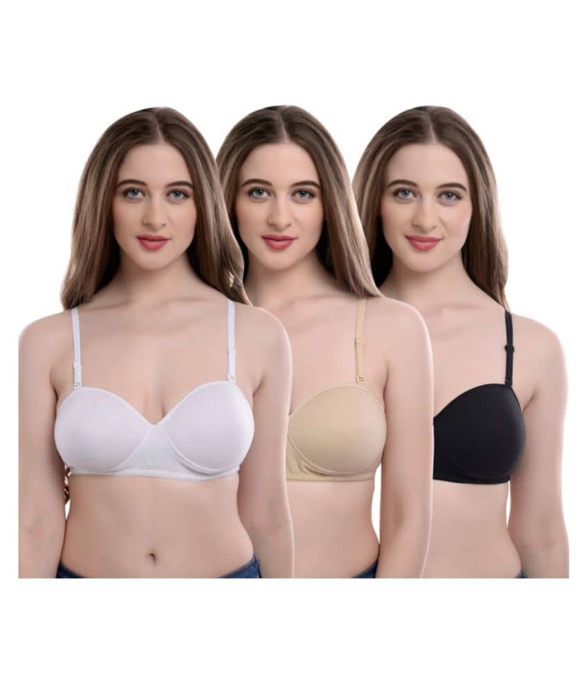 Softskin Pack of 3 Poly Cotton Women's T-Shirt Bra ( Multi Color )