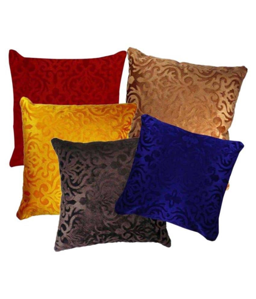 Belive-Me Set of 5 Velvet Cushion Covers 40X40 cm (16X16)
