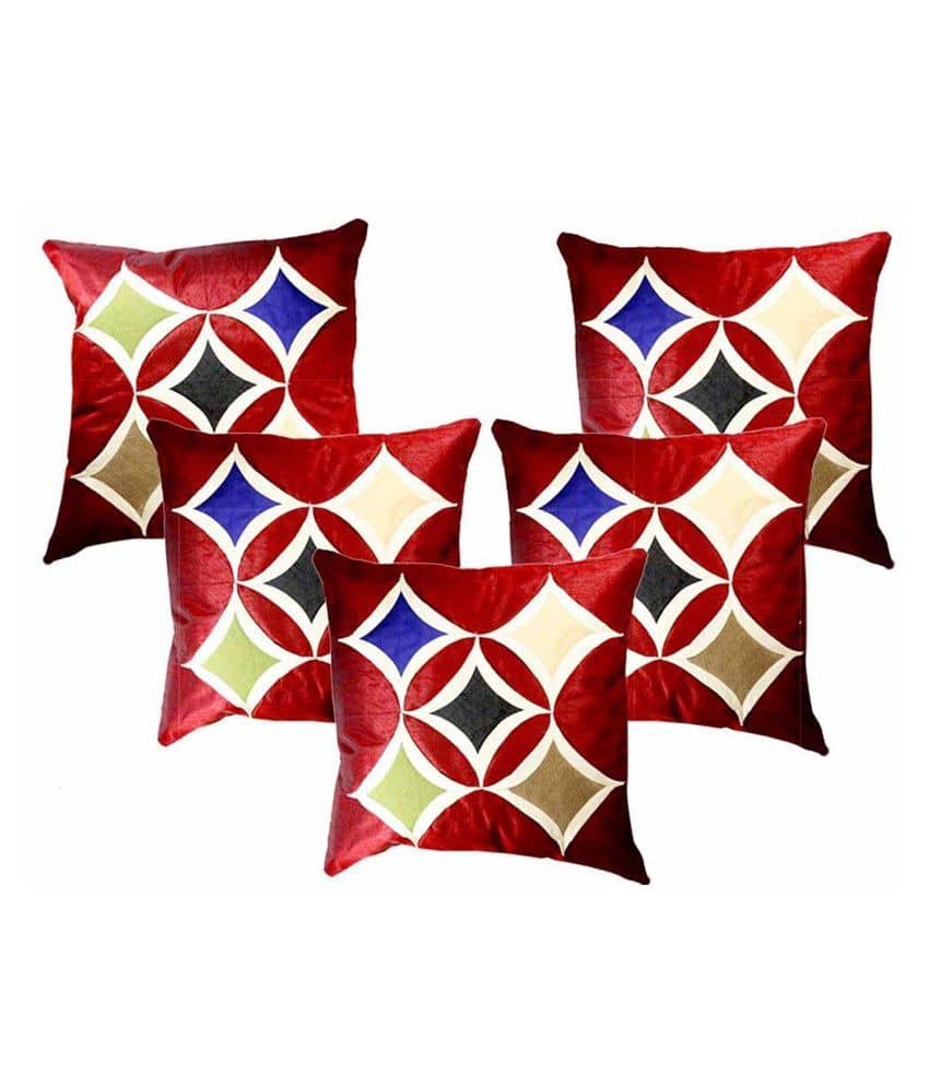 Belive-Me Set of 5 Poly Dupion Cushion Covers 40X40 cm (16X16)
