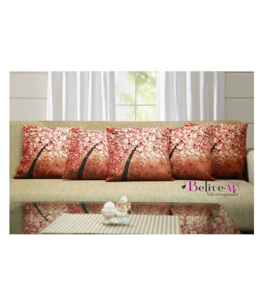 Belive-Me Set of 5 Cushion Covers Floral Themed 40X40 cm (16X16 inch) Belive-Me Set of 5 Cushion Covers Floral Themed 40X40 cm (16X16 inch)