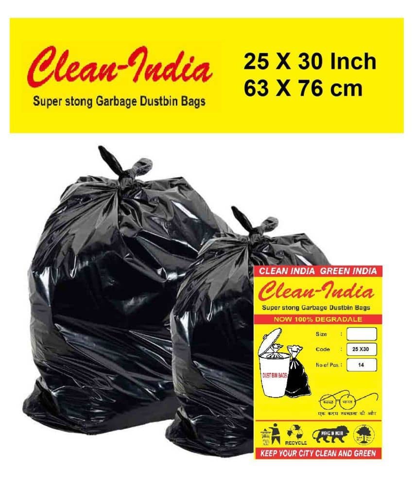 C-I Large 84 pcs - 25X30 Black Disposable Garbage Trash Waste Dustbin Bags of 63cm x 76cm | Pack of 6 X 14 pcs= total 84 pcs