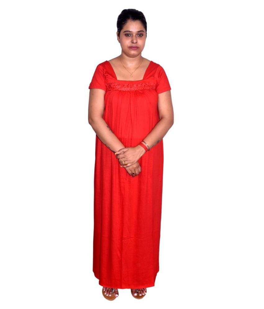     			PIYALI'S CREATION WOMEN'S Cotton Nighty & Night Gowns - Red