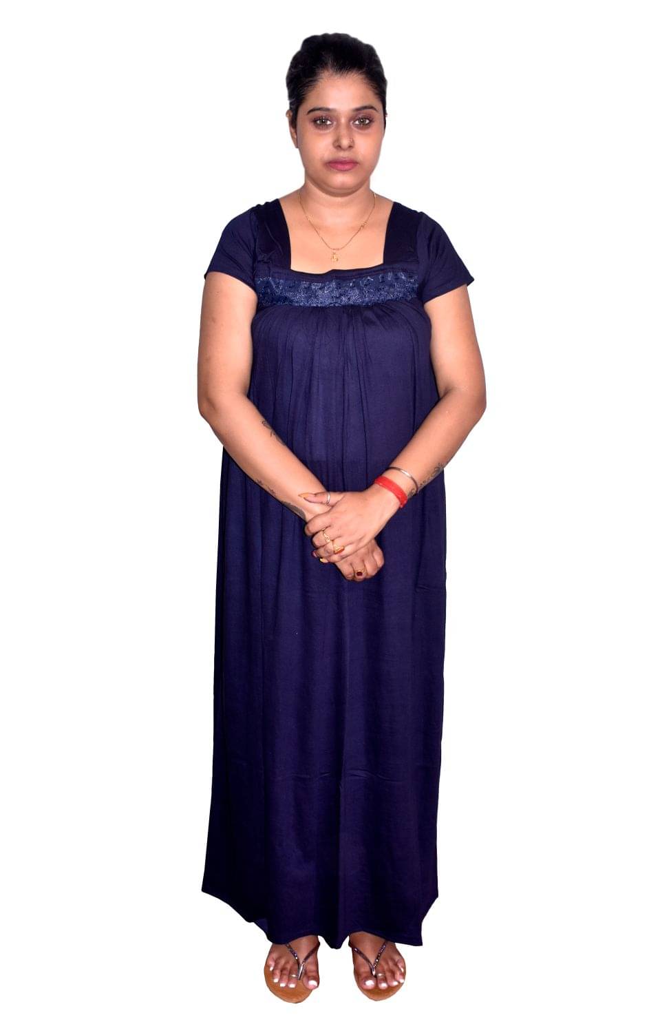 PIYALI'S CREATION WOMEN'S Cotton Nighty & Night Gowns - Navy PIYALI'S CREATION WOMEN'S Cotton Nighty & Night Gowns - Navy