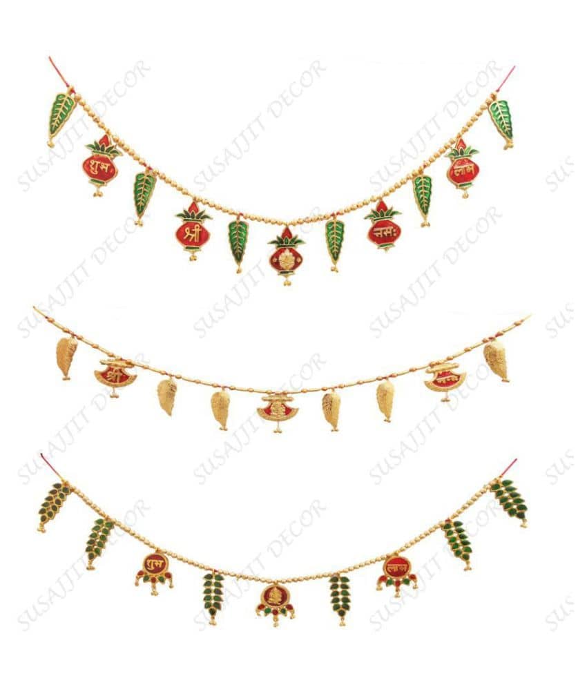 Susajjit Decor Toran/ Bandarwar white metal/ Aluminium Door Hanging Multi - Pack of 3
