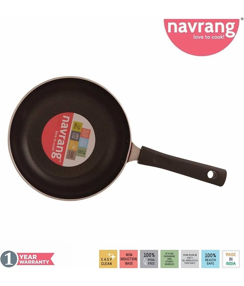 Navrang Nonstick Aluminium 3 PC MINI Cookware Set ,Tawa 260 + Kadai 200 + Fry Pan 200,Red NON-INDUCTION