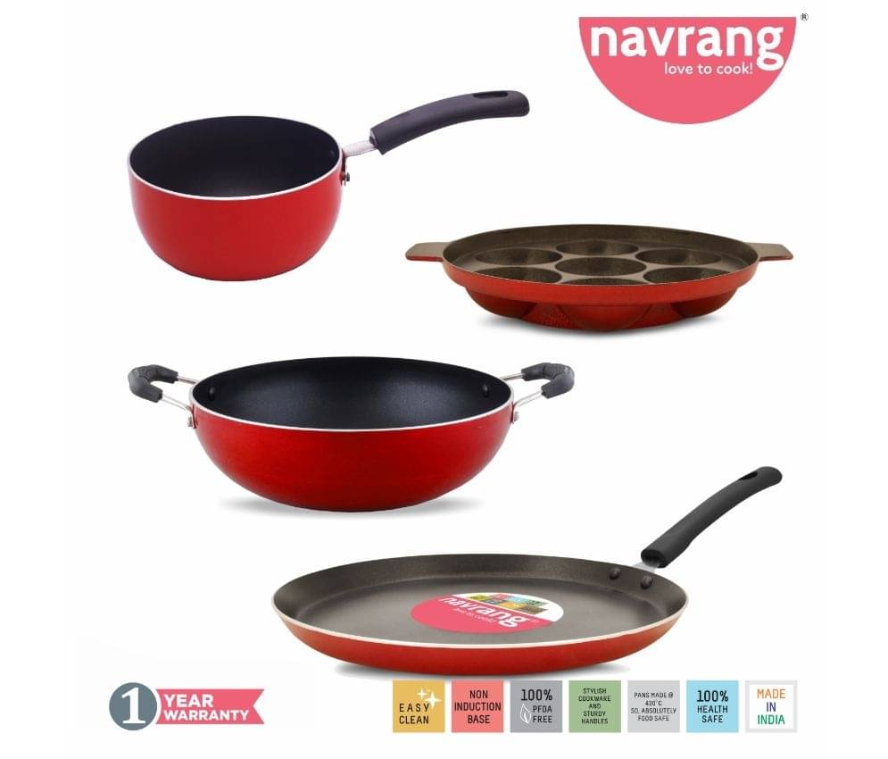     			Navrang non stick dosa tawa 270+kadai 230+sauce pan+Appakara 