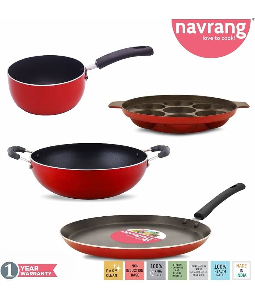 Navrang non stick dosa tawa 270+kadai 230+sauce pan+Appakara