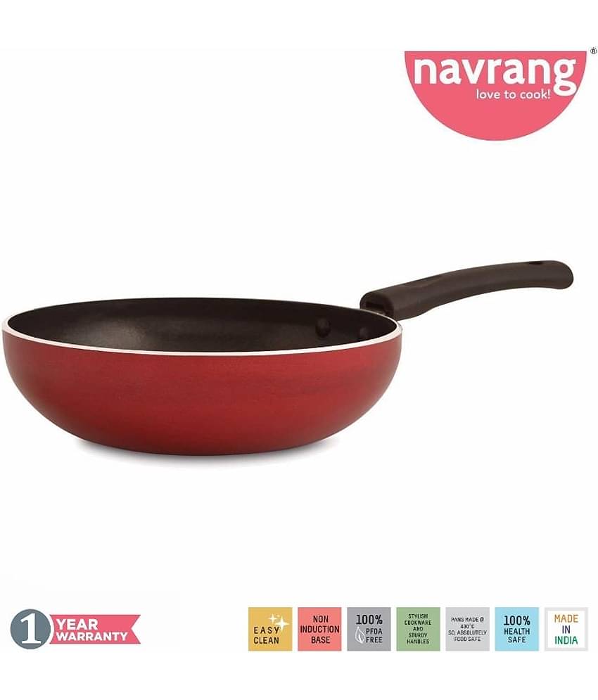 Navrang Nonstick 4pc Cookware Set ,Tawa 26cm + Kadai 20cm + Fry Pan 20cm + Sauce Pan 16.5cm, Red