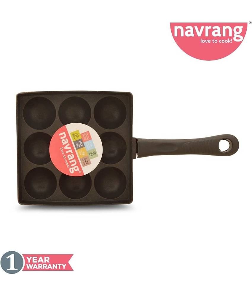 Navrang Mini Appakara 9 Kulies Non-Stick Aluminum Fry Pan 17 cm mL NON-INDUCTION
