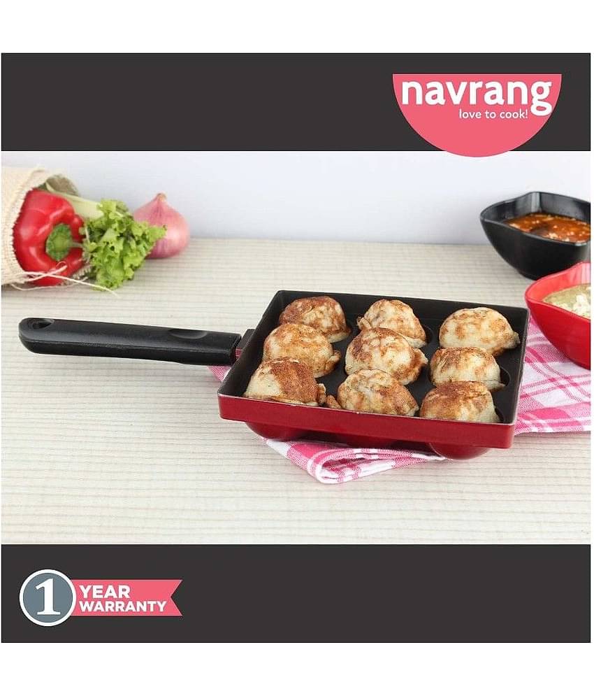 Navrang Mini Appakara 9 Kulies Non-Stick Aluminum Fry Pan 17 cm mL NON-INDUCTION