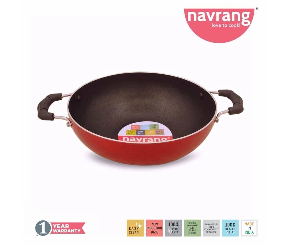 Navrang Non Stick Aluminium Kadai Medium,240mm, Thick -Non Induction Navrang Non Stick Aluminium Kadai Medium,240mm, Thick -Non Induction