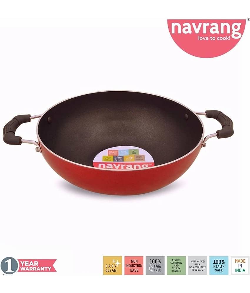 Navrang Non Stick Aluminium Kadai Medium,240mm, Thick -Non Induction