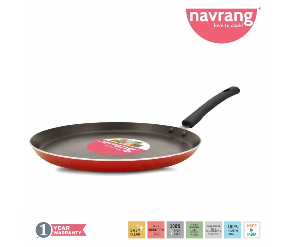 Navrang Non Stick Aluminium Tawa Economy, 2.6mm, Red -Non Induction - Cookware | Buy online on ZillyBuy