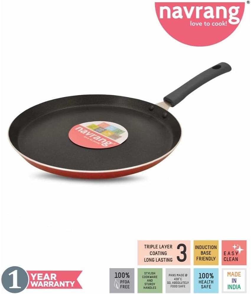 Navrang Non Stick Aluminium Dosa Tawa Induction Friendly 275mm,Red