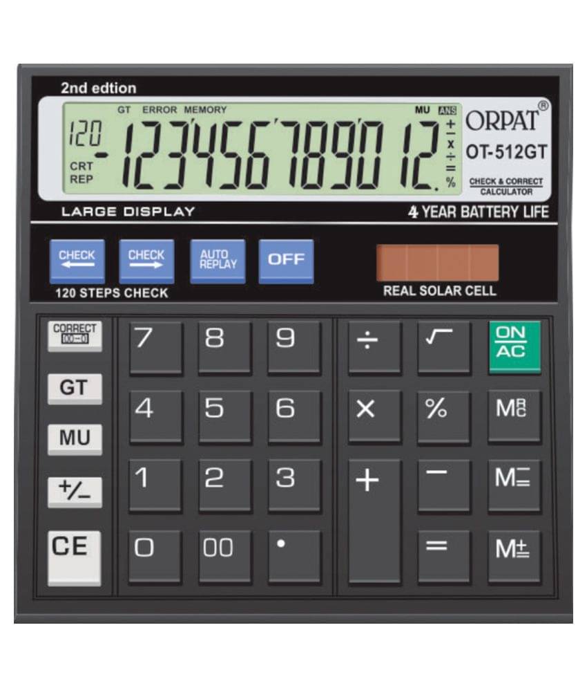 Orpat OT-512GT CHECK AND CORRECT CALCULATOR WITH 4 YEAR BATTERY LIFE Orpat OT-512GT CHECK AND CORRECT CALCULATOR WITH 4 YEAR BATTERY LIFE