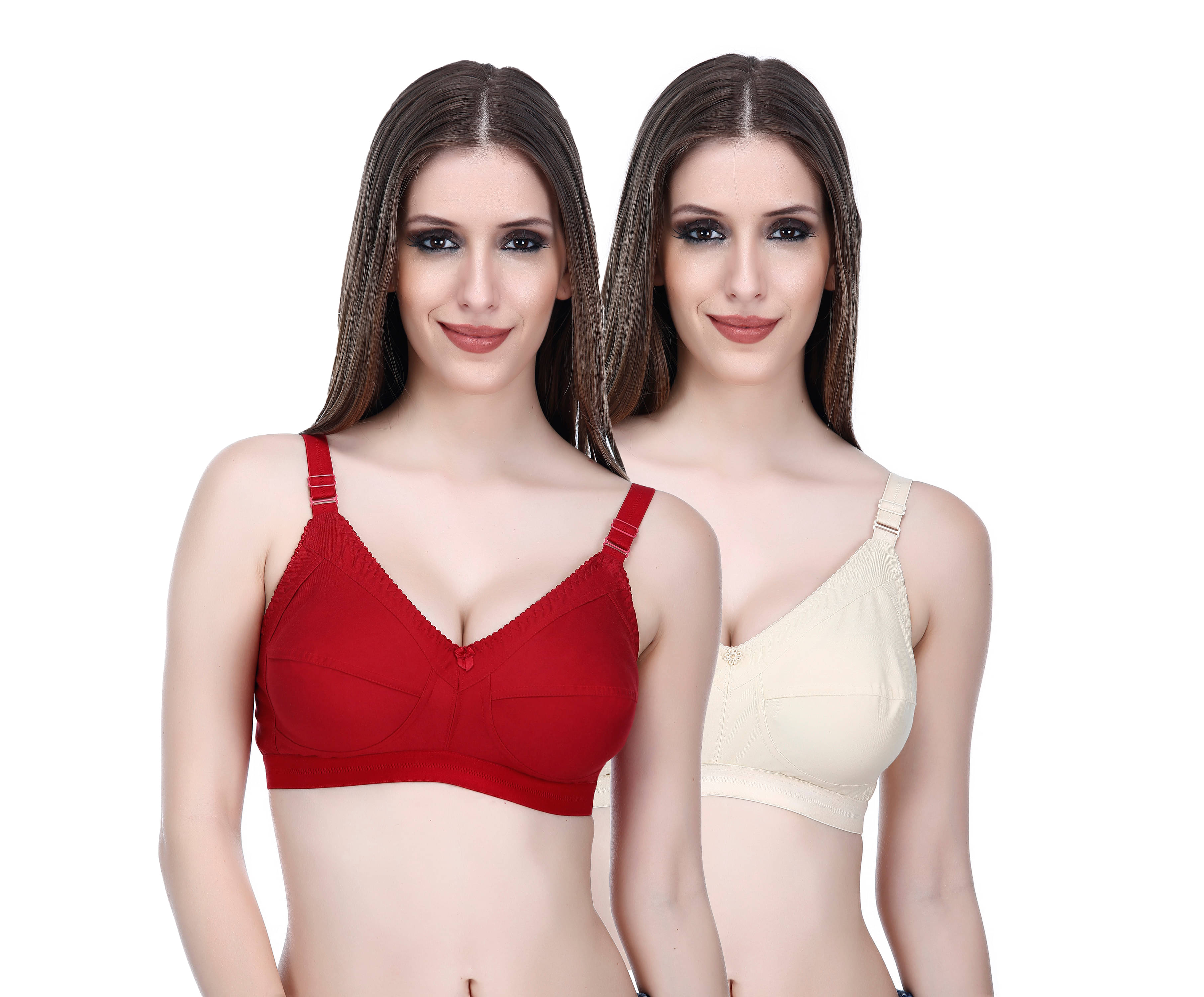Elina Pack of 2 Cotton Non Padded Women's T-Shirt Bra ( Multi Color )     			Elina Pack of 2 Cotton Non Padded Women's T-Shirt Bra ( Multi Color )