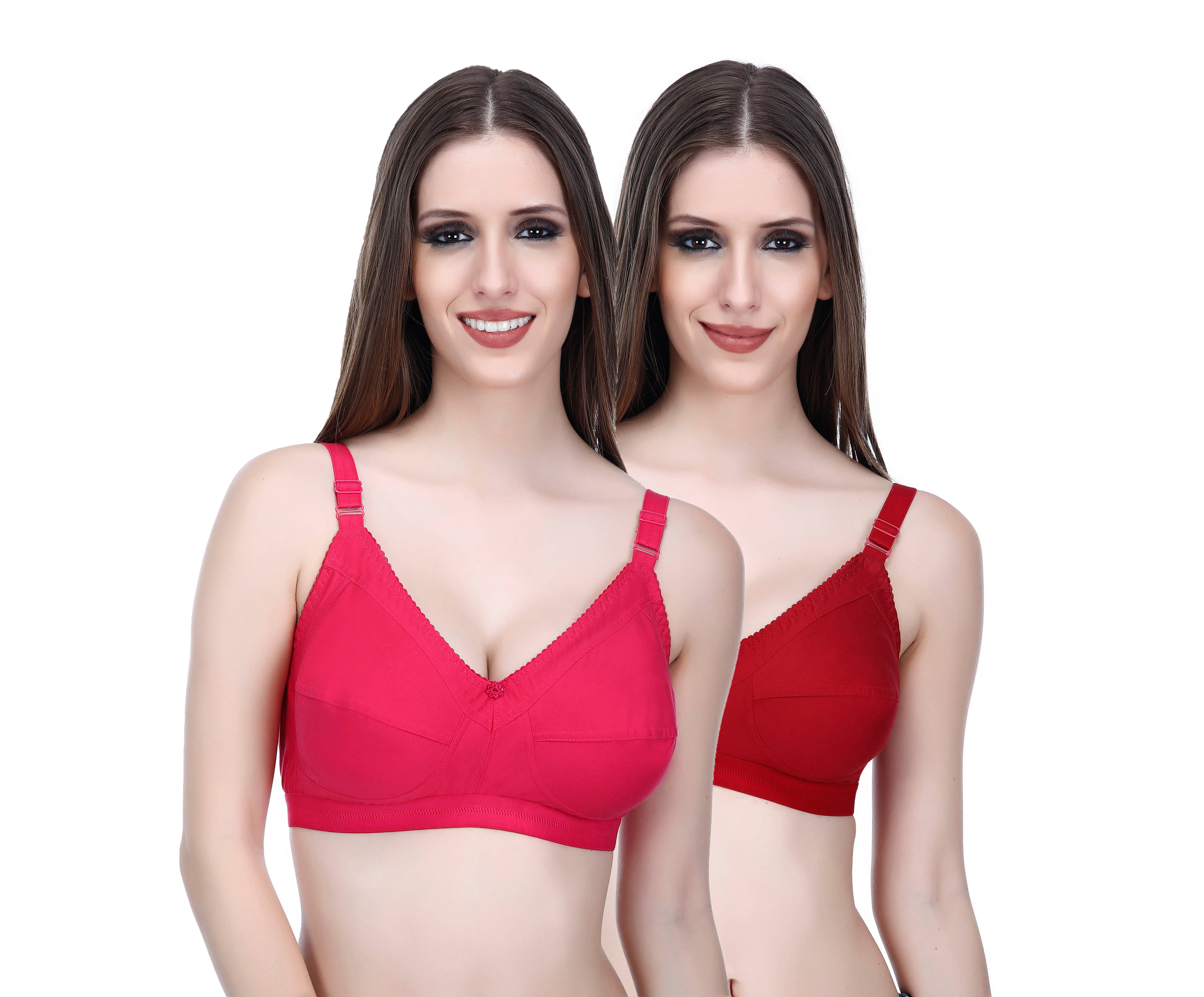Elina Pack of 2 Cotton Non Padded Women's T-Shirt Bra ( Multi Color )     			Elina Pack of 2 Cotton Non Padded Women's T-Shirt Bra ( Multi Color )