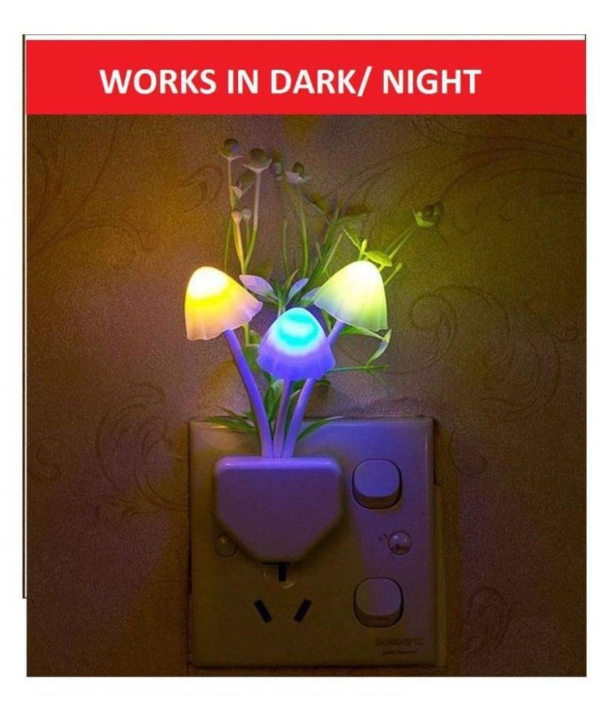     			DG Beex Stylish Colorful Energy Saving Flower Mushroom LED Light Sensor Control Lamp Night Lamp - Pack of 1