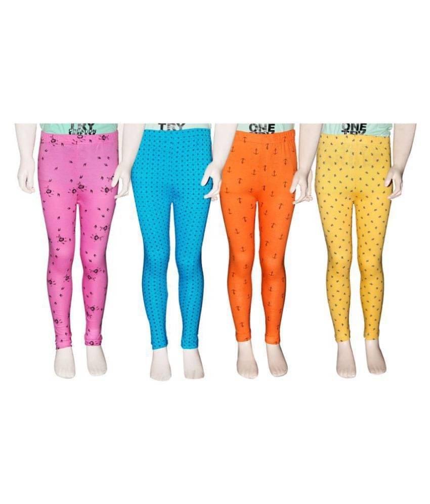     			FnMe Pack of 4 Girls 100% Cotton Leggings ( Baby Pink )