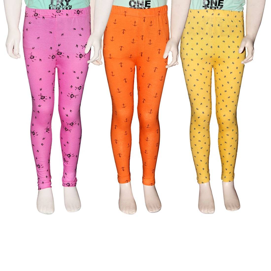     			FnMe Pack of 3 Girls 100% Cotton Leggings ( Baby Pink )
