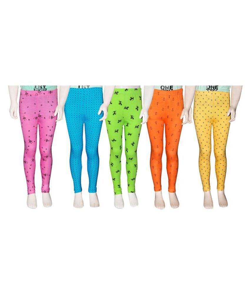     			FnMe Pack of 5 Girls 100% Cotton Leggings ( Baby Pink )