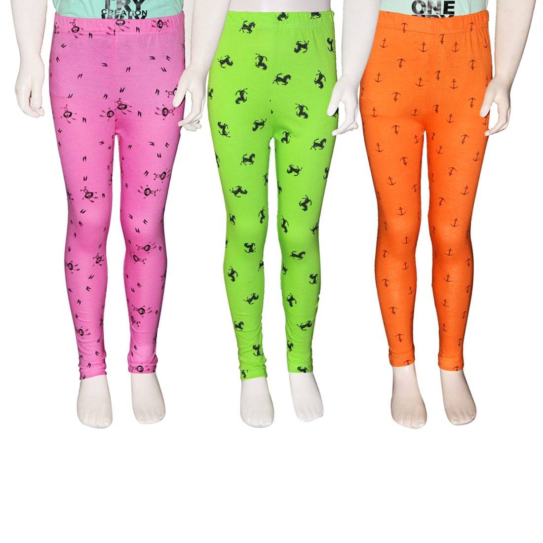     			FnMe Pack of 3 Girls 100% Cotton Leggings ( Baby Pink )