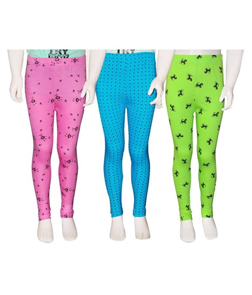     			FnMe Pack of 3 Girls 100% Cotton Leggings ( Baby Pink )