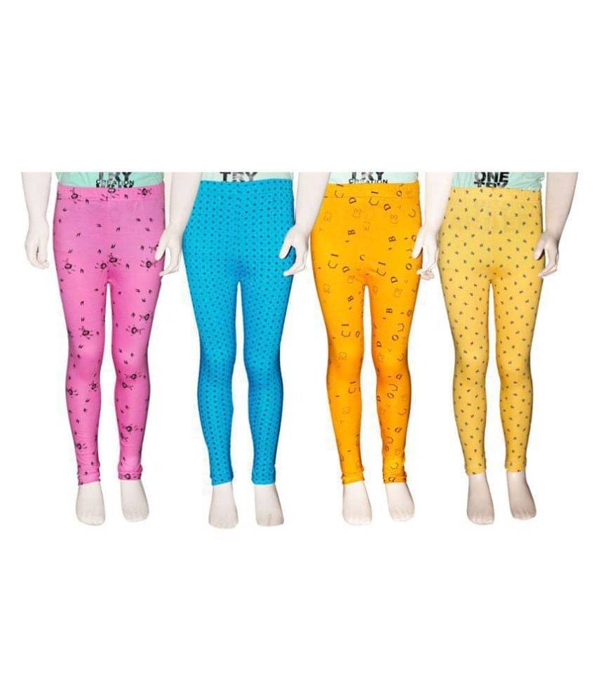    			FnMe Pack of 4 Girls 100% Cotton Leggings ( Baby Pink )