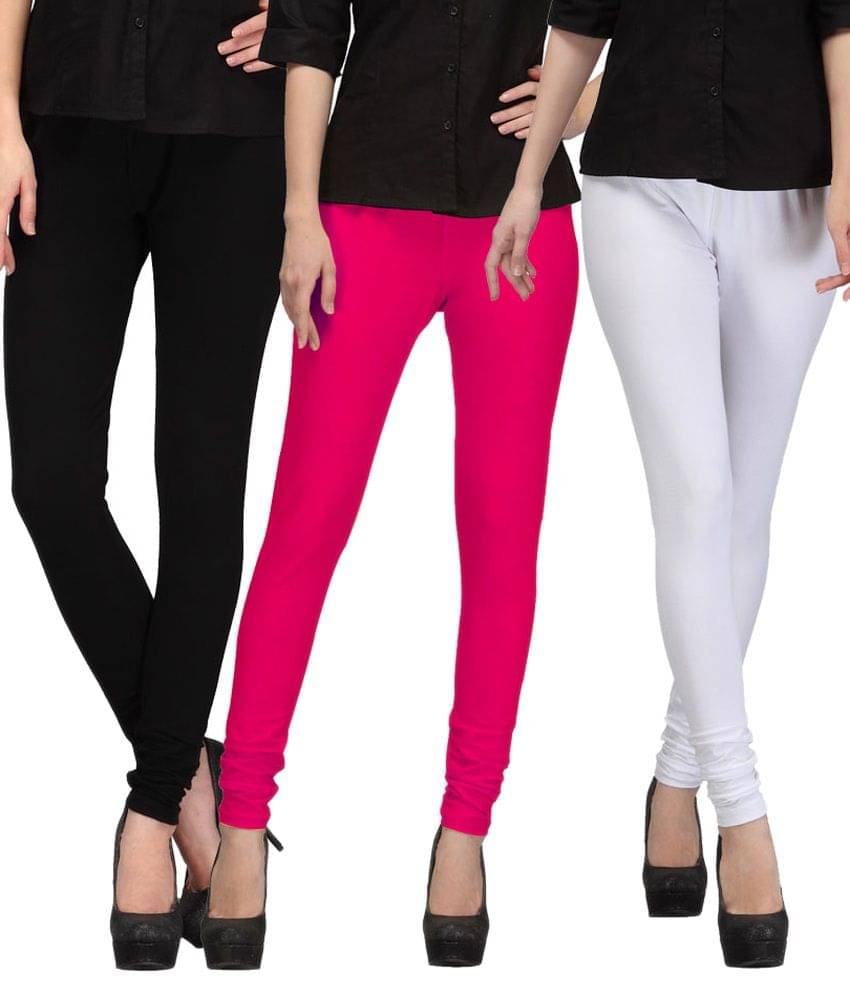     			FnMe Pack of 3 Girls 100% Cotton Leggings ( Green )