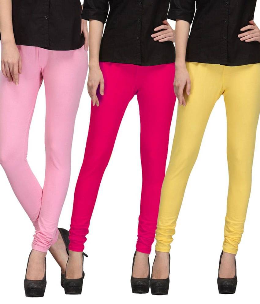     			FnMe Pack of 3 Girls 100% Cotton Leggings ( Green )