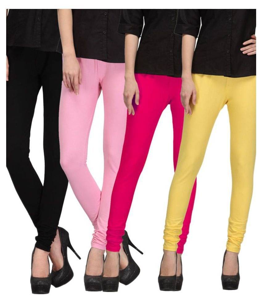     			FnMe Pack of 3 Girls 100% Cotton Leggings ( Green )