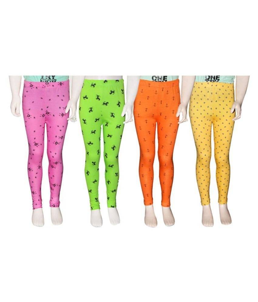     			FnMe Pack of 4 Girls 100% Cotton Leggings ( Baby Pink )