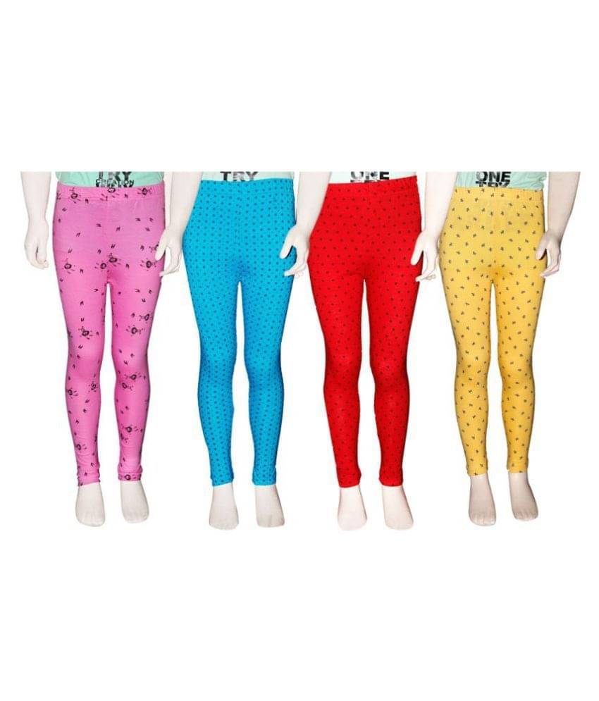     			FnMe Pack of 4 Girls 100% Cotton Leggings ( Baby Pink )