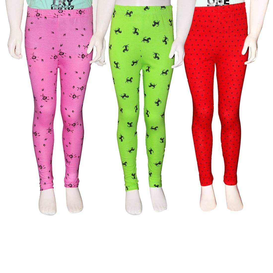     			FnMe Pack of 3 Girls 100% Cotton Leggings ( Baby Pink )