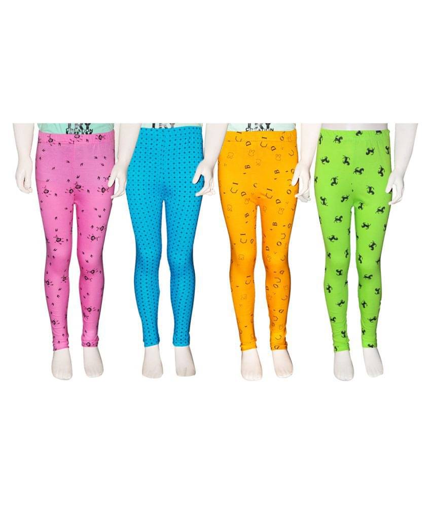     			FnMe Pack of 4 Girls 100% Cotton Leggings ( Baby Pink )