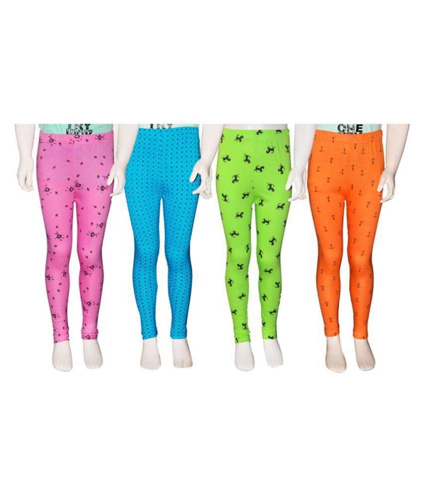     			FnMe Pack of 4 Girls 100% Cotton Leggings ( Baby Pink )