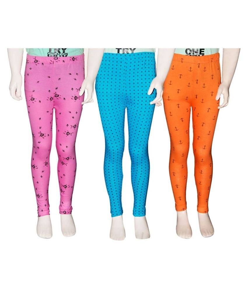     			FnMe Pack of 3 Girls 100% Cotton Leggings ( Baby Pink )